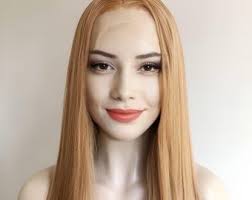 Caterina. Parrucca anteriore in pizzo biondo fragola. Parrucca ombré color  zenzero e biondo. 26 pollici di lunghezza. Parrucca bionda naturale. Regalo  per lei. Parrucche Per Donna