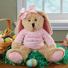 We'll custom personalize any name below our exclusive pink or blue design, for a customized easter basket gift made just for them!give them a new super soft friend to play with throughout the year that will remind them of the fun and festivities surrounding this easter. Personalized Stuffed Easter Bunny Baby S First Easter