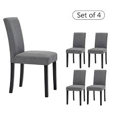 Lssbought Set Of 4 Classic Fabric Dining Chairs Dining Room Chair With Solid Wood Legs Grey Review Fabric Dining Chairs Dining Chairs Dining Room Chairs
