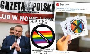 The sticker shows the lgbt rainbow flag. Oko Press Gazeta Polska Sciagnela Pomysl Na Naklejke O Lgbt Od Radykalnych Muzulmanow Z Londynu