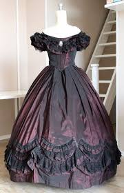 Victorian Taffeta Prom Dress With In3 Decorations Types Of Lace And Black Ribbon 1860 Ball Gown Model Stefania Victorian Gown Victorian Fashion Vintage Gowns