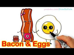 How To Draw Cartoon Bacon And Eggs Breakfast Cute And Easy Cute Food Drawings Cute Drawings Cute Easy Drawings