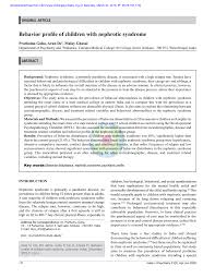 Pdf Behavior Profile Of Children With Nephrotic Syndrome