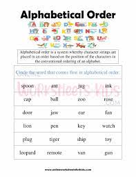 Alphabetize list is a free online tool which will put any list you have into alphabetical order. Free Alphabetical Order Worksheets For Grade 1