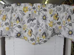 Gray, blue and mustard yellow drapery panels. Window Treatment Valance Gray Yellow Charcoal Gray Light Gray Mocha Almost White Background Yellow Window Treatments Gray Shower Curtains Valance Window Treatments