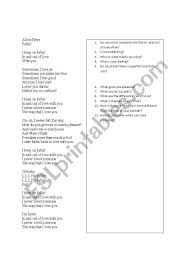English Worksheets Fallin Alicia Keys Lyrics And Questions