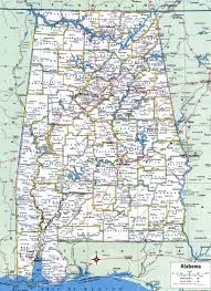 Static overview map of alabama counties. Map Of Alabama Showing County With Cities Road Highways Counties Towns