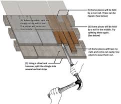 A nail gun will penetrate too deeply and lead to a shorter lifespan for the roof. Cedar Singles 4 How To Remove And Replace Shingles Herbidacious