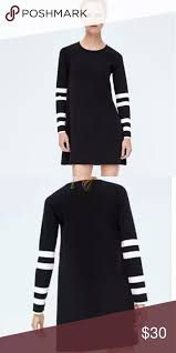 Zara Black Knit Dress With Contrasting Sleeves Black Knit Dress Zara Black Black Knit