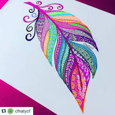 Colourful Zentangle Feather Feather Art Mandala Design Art Art Drawings