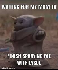 Baby Yoda Mom Spray Lysol Yoda Funny Yoda Meme Funny Babies