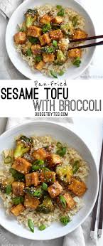 Pan Fried Sesame Tofu With Broccoli Recipe Healthy Recipes Tofu Recipes Vegetarian Recipes