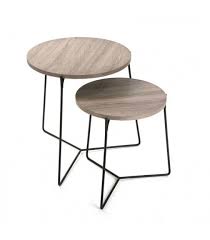 set de 2 tables basses gigognes rondes bois et metal noir table basse table basse gigogne table