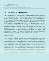 A research paper is a complex of academic or scientific examples based on some experiment; Data Gathering Procedure Free Essay Example