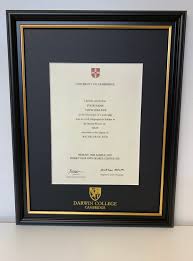 Darwin College Certificate Frame Ryder Amies