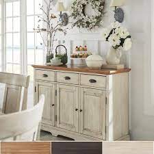 Most pieces feature designated spaces for silverware, dishes, and even wine bottles. Eleanor Two Tone Wood Cabinet Buffet Server By Inspire Q Classic Buffet Decor Buffet Table Decor Dining Room Buffet