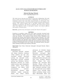 Kalimat kalimat diatas merupakan contoh kalimat tanya retorik yang tidak membutuhkan jawaban. Pdf Kata Tanya Dalam Konstruksi Interogatif Bahasa Mandailing