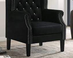Great savings & free delivery / collection on many items. Black Velvet Accent Chair Transitional Style Cosmos Furniture Bollywood 3037blkbol