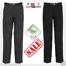 Details About Boys Children School Trousers Sturdy Stocky Wider Fit Half Elasticated Pant Size