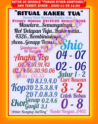 Forum Syair Adstogel Sdy 29 November 2020