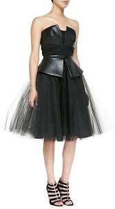 Nha Khanh Leda Leather Tulle Strapless Dress All Things