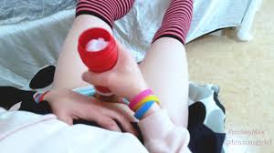 Femboy uses a onahole and cums multiple times