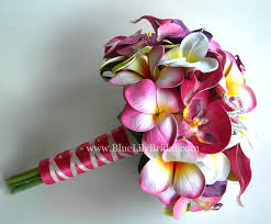 In fact, lilies are one of those flowers that you can give in. Pink Tropical Bridal Bouquet With Real Touch Plumerias Calla S And Orchids Made To Order On Luulla