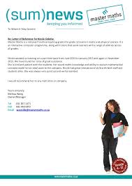 Nicole Oelofse Master Maths Reference Letter