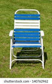 Forest gate eagleton acacia wood patio chairs with seat cushion (set of 2) 9. Blue White Lawn Chair On Grass Stock Photo Edit Now 140762962