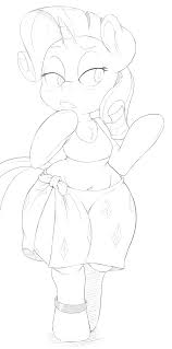 1180691 - suggestive, artist:purple-yoshi-draws, rarity, semi-anthro,  anklet, arm hooves, bedroom eyes, belly button, breasts, clothes, female,  midriff, monochrome, rarihips, skirt, solo, tanktop, wide hips - Derpibooru