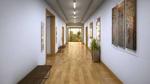 Hallway Design Emphasizes Artwork Using Led Linear Light Fixtures In Ceiling Linear Light Fixture Linear Lighting Hallway Designs