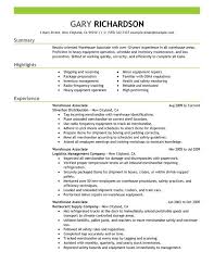 maintenance warehouse associate resume