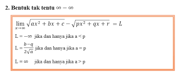 Soal dan pembahasan limit tak hingga bentuk akar 1 3 posted june 19 2013 february 21 2020 rudolph lestrange berikut adalah 3 buah soal limit tak hingga yang jika disubtitusi langsung menghasilkan bentuk tak tentu. Materi Limit Fungsi Dalam Mata Pelajaran Matematika