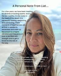 A Personal Note from Liat.. For a few years, we have been meeting for all  kinds of exciting events. And in the last months, it is like water in the  heart of