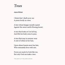 Trees By Joyce Kilmer Literary Quotes Poetry For Kids Poems