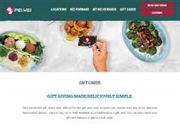 After signing up for the my wei rewards program, visit your local pei wei and spend a minimum of $8 (tax not included) to earn a free entrée. Pei Wei Asian Diner Gift Card Balance Check Balance Enquiry Links Reviews Contact Social Terms And More Gcb Today