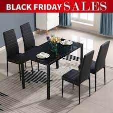 Outdoor patio furniture 3pc stacking wicker seating chat set. Black Dining Table Set And 4 Chairs For Sale Online Ebay