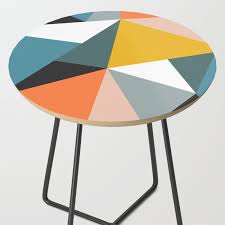 Modern Geometric 36 Side Table In 2020 Geometric Table Round Side Table Makeover Side Table