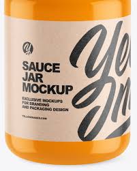 Download Glossy Sauce Jar Mockup In Jar Mockups On Yellow Images Object Mockups