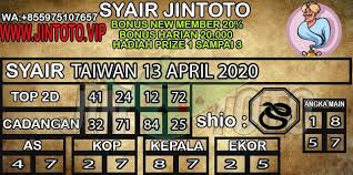 Syair Togel Pasaran Taiwan 13 April 2020 Agen Games Online