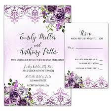 Check spelling or type a new query. Amazon Com 100 Wedding Invitations Purple Plum Lavender Damask Floral Design Envelopes Response Cards Set Kitchen Dining