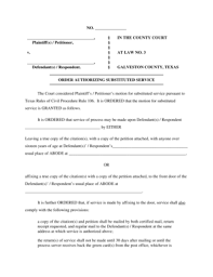 Fillable Online Order For Substituted Service - Texaslawhelp.org Fax Email  Print - Pdffiller