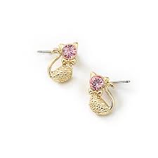 Arete De Broche De Poste Con 4 Banos De Oro De 18 Kilates Y Piedras De Cristal En Tonos Rosas Su Diseno Para La Aretes Pendientes Pequenos Piedras Y Cristales