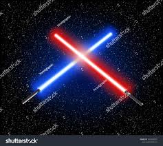 Two Crossed Light Swords Star Wars Blue And Red Crossing Lasers Light Sabers Vector Illustrationstar Wars Blue Crossed Lightsaber Laser Lights Star Wars