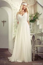 Plus Size Beach Wedding Dresses With Sleeves V Neck Sweep Train Ivory Chiffon Lace Bridal Gowns Wedding Dresses Vintage Wedding Dresses Lace Wedding Dresses