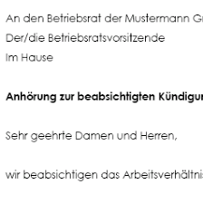 Das können beispielsweise zuspätkommen, arbeitsverweigerung oder. Anhorung Betriebsrat Ausserordentliche Kundigung Muster Nur 3 90 Zum Download