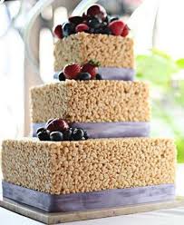 19 Mouth Watering Wedding Cake Alternatives To Consider Mrs To Be Rice Krispie Treats Cake Wedding Cake Alternatives Cool Wedding Cakes