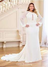 Find all of your favorite styles. Martin Thornburg 119282aw Serena Bishop Sleeve Plus Size Bridal Dress In 2020 Plus Size Bridal Dresses Classy Evening Gowns Gowns For Girls