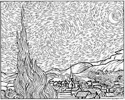 Van gogh starry night coloring page. Pin On Coloring Pages