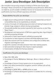 Junior Java Developer Job Description | Velvet Jobs